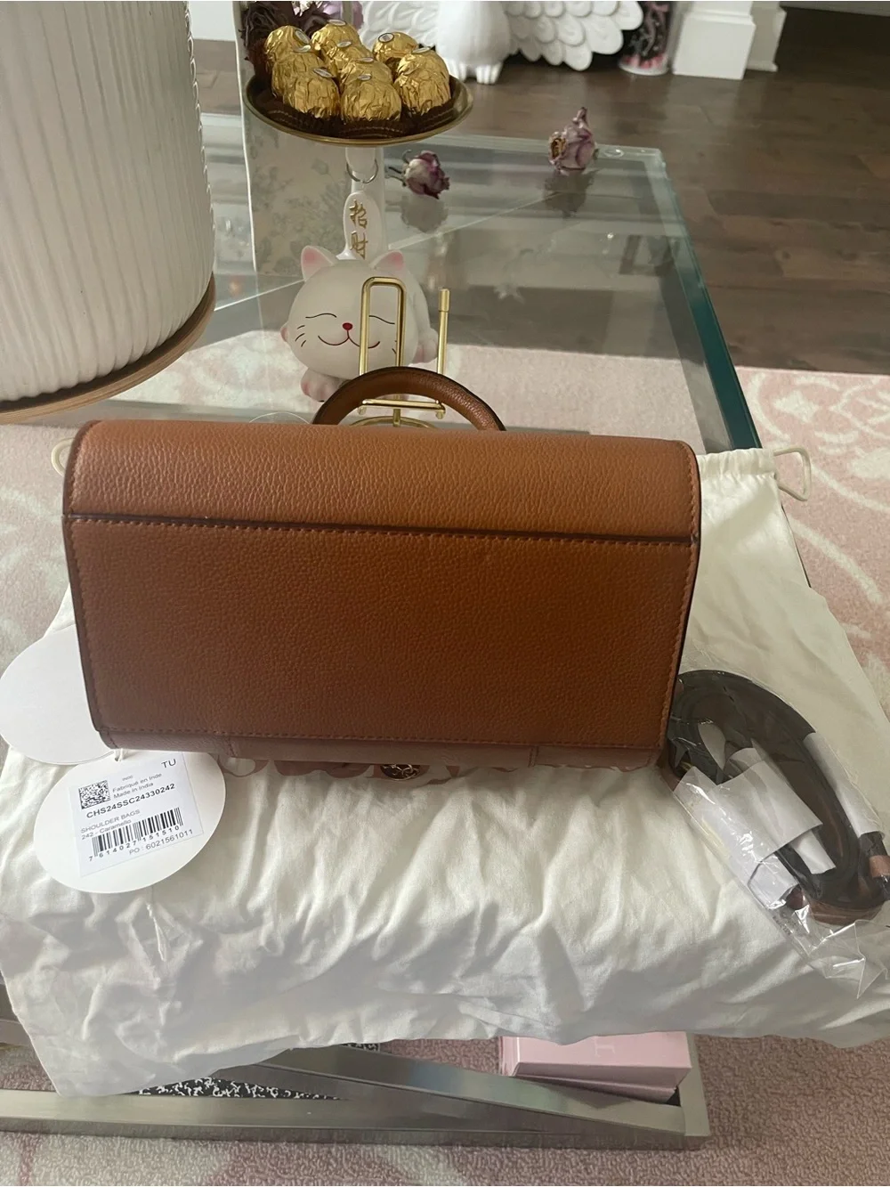 NWT See By Chloé Brown Suede & Leather Top-Handle Satchel with Braided Ring